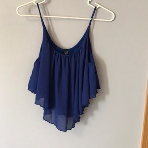 Blue v shaped crop top